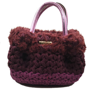 Berry Velvet Χειροποίητη Πλεκτή Τσάντα